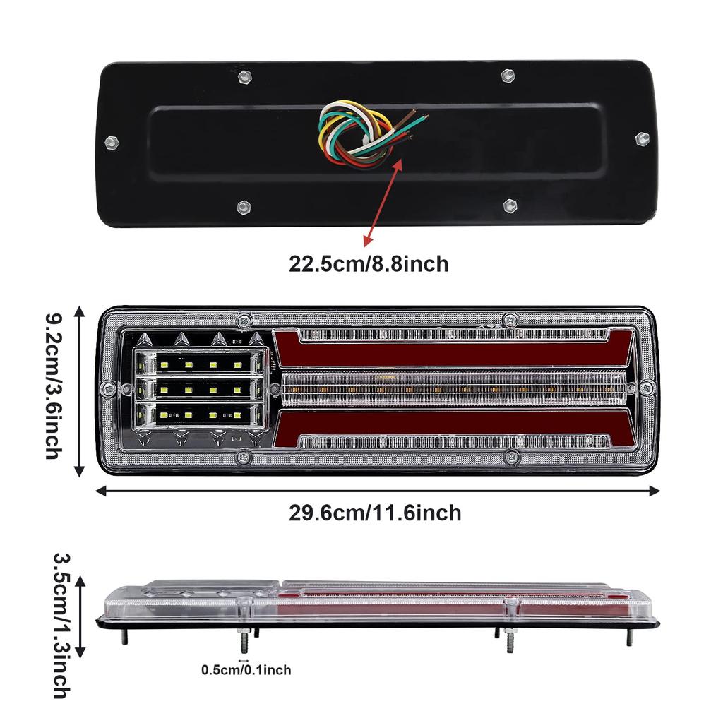 Biqing Trailer Brake 24V Rear Tail Truck Reverse Stopper Flowing Turn Signal Indicators for Car Tractor Trailer Camper Lights, Lights, 2-Piece