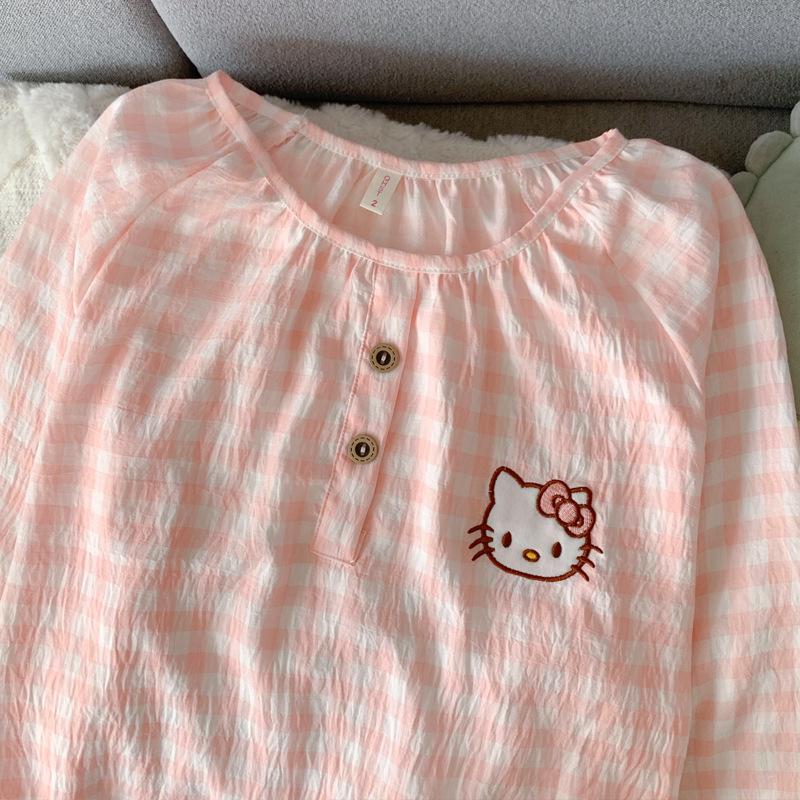 Women's Cloud Cotton Cartoon Pajama Set – Long Sleeve, Crew Neck, Plus Size, Outdoor Wear