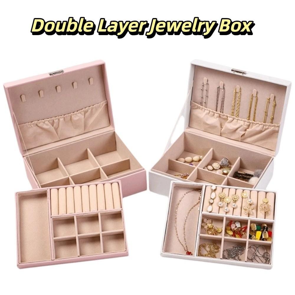 Jewelry Display Double Layer Jewelry Box Ornaments Case Storage Fashion Accessories  Necklace