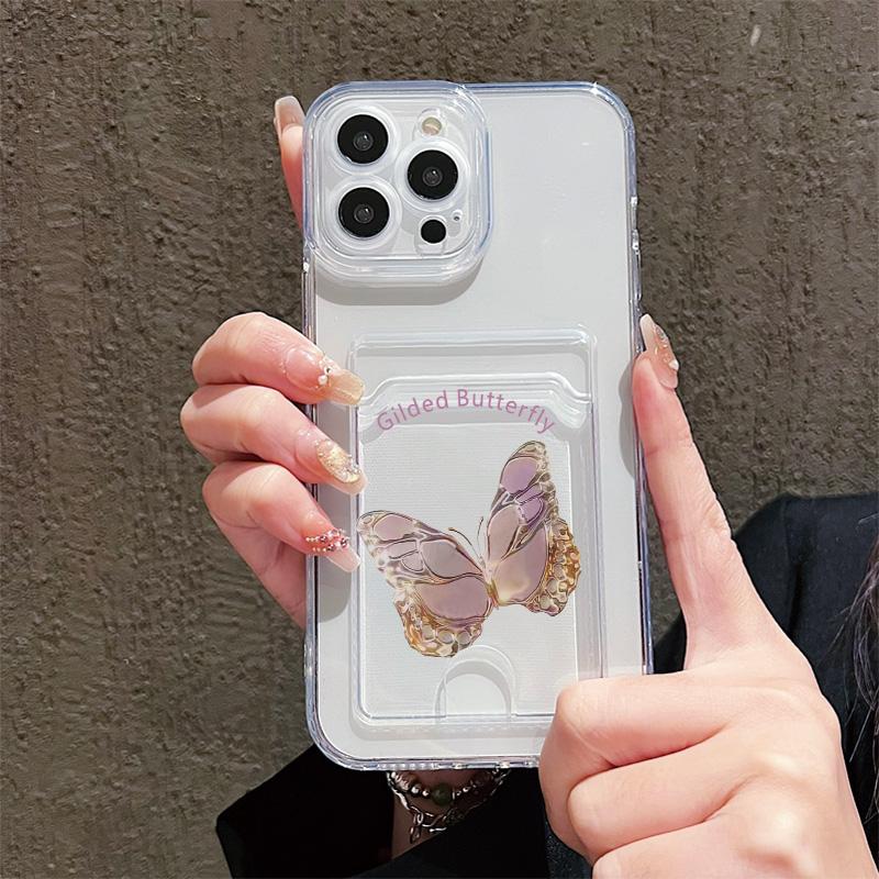 Card Slot Holder Silicone Wallet Pocket Case For Samsung S25 S24 S23 Ultra Xiaomi Redmi Note 13 12 11 iPhone 17 16 14 Pro Max Cover Clear Phone Bumper