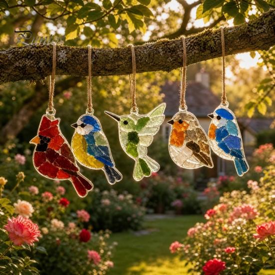 Farm Animal Suncatcher Sea Glass Ornament, Handmade Ocean Acrylic Hanging Pendants, Pendant Ornament DIY Summer Decor, Valentine's Day Beach