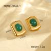 GEMCHIC Women's Vintage Geometric Earrings 18K Gold Plated Stainless Steel Studs with Faux Agate for Fashion Daily Life