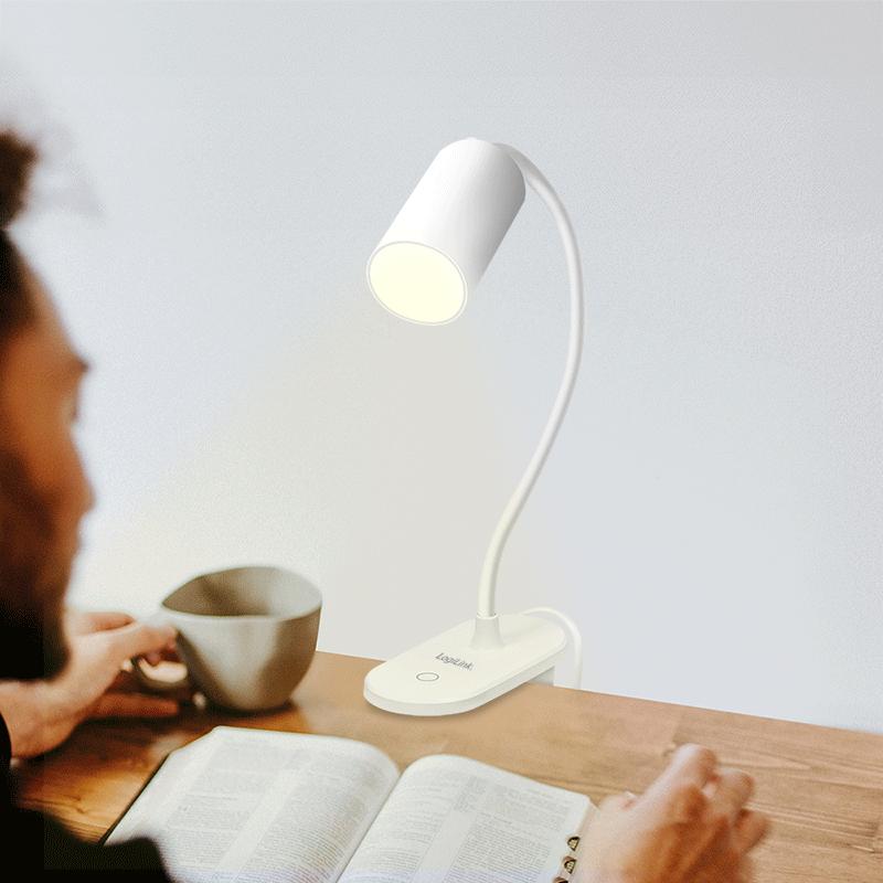LogiLink USB Desk LED Reading Lamp with Clip-On Touch Control Night Light