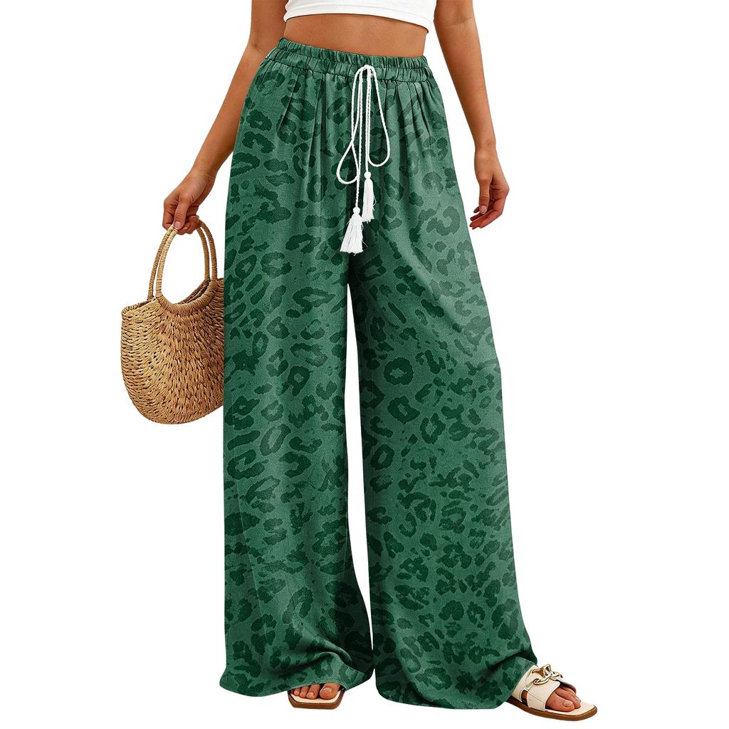 Women's Floral Print Wide Leg Pants Casual Flowy Palazzo Trousers Loose Fit for Everyday Wear