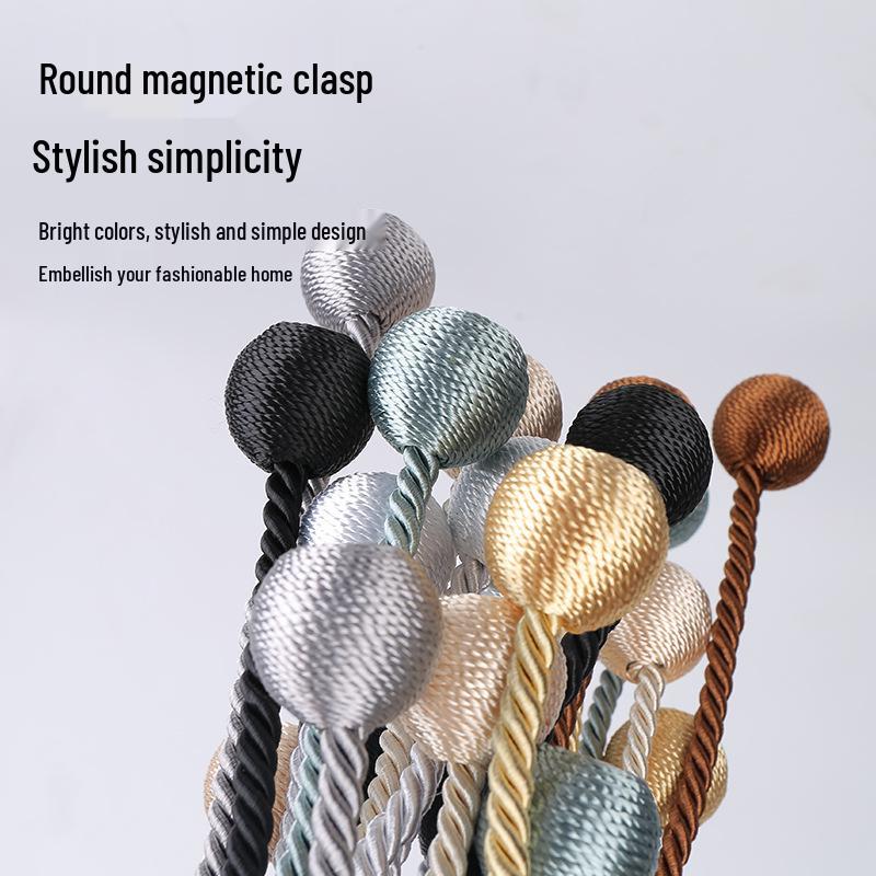 Modern No-Punch Magnetic Curtain Strap & Buckle