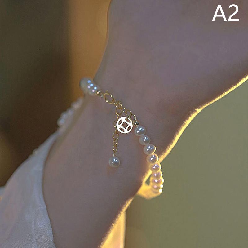 Vintage Fairy  Women Bracelet Retro Pearl Pendant Adjustable Bracelet