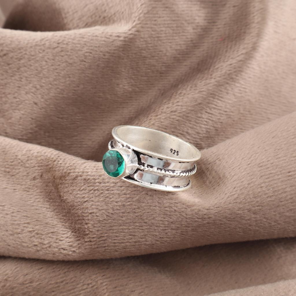 Green Emerald Gemstone Ring Jewelry, Handmade Gorgeous Silver Ring, 925 Sterling Silver Jewelry For Wedding Gift