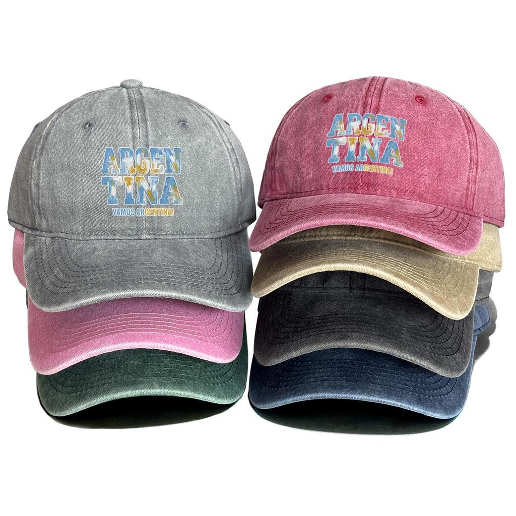 Snapback Baseball Cap With "ARGENTINA" "VAMOS ARGENTINA" Flag Printed , Adjustable Baseball Hat Headwear Solid Color Curved Brim Trendy Woman's Cap