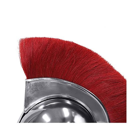 Medieval Greek Corinthian Helmet Armor With Red Feather Replica Chrome