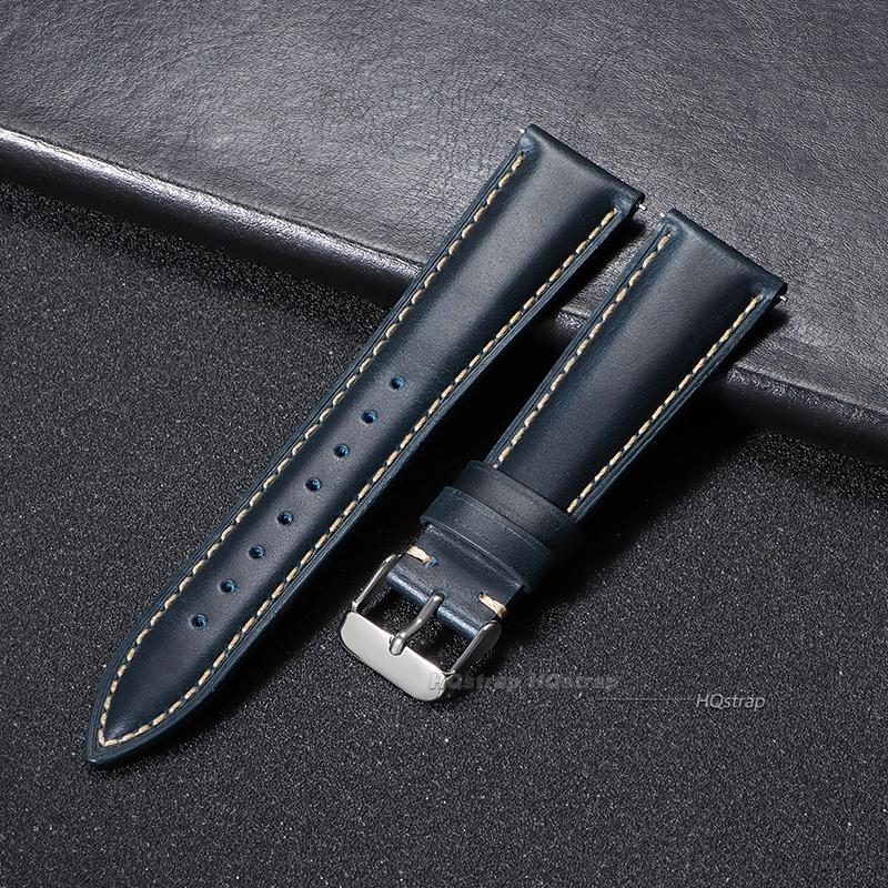 Calfskin Leather Watchband Quick Release Watch Band Wrist Strap with Silver Stainless Steel Buckle 18mm 19mm 20mm 21mm 22mm Belt