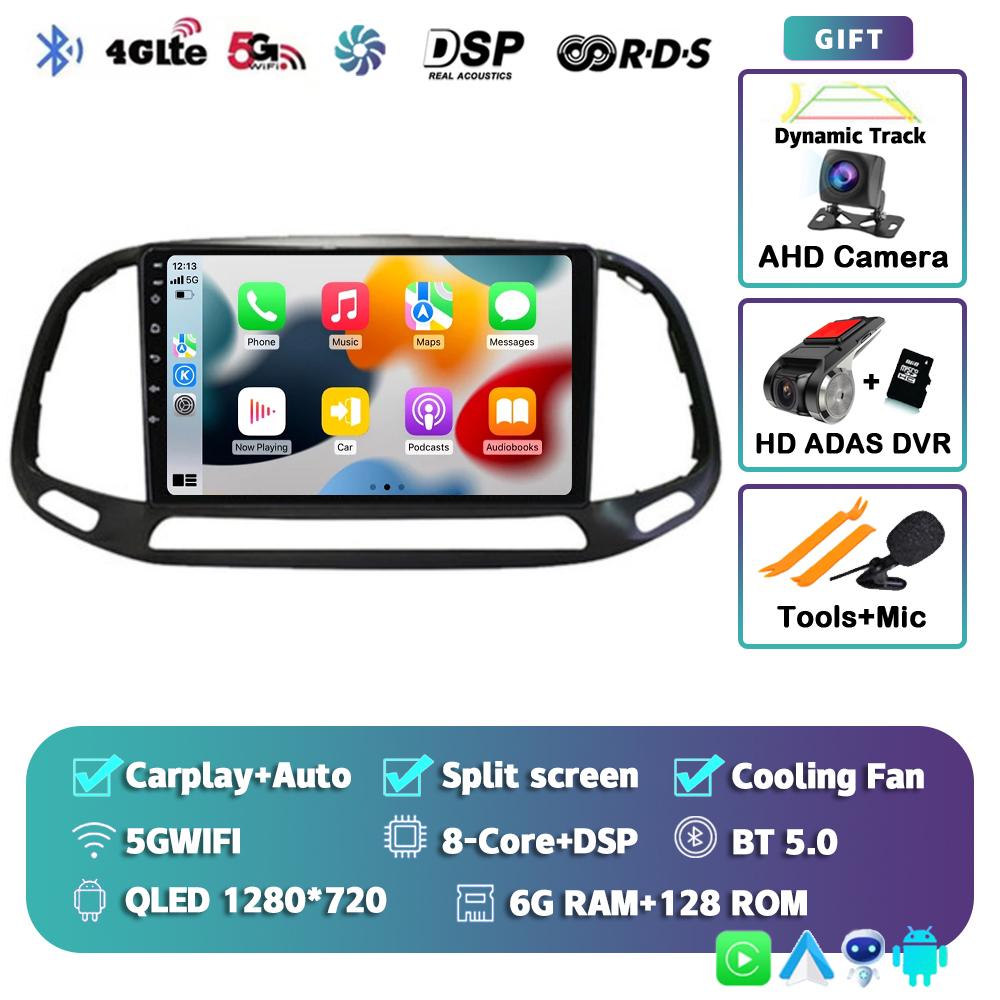 Android 14 Carplay Auto Car Radio For Fiat Doblo 2015 2016 2017 2018 2019 Multimedia GPS Video Player Navigation Stereo 2din DVD