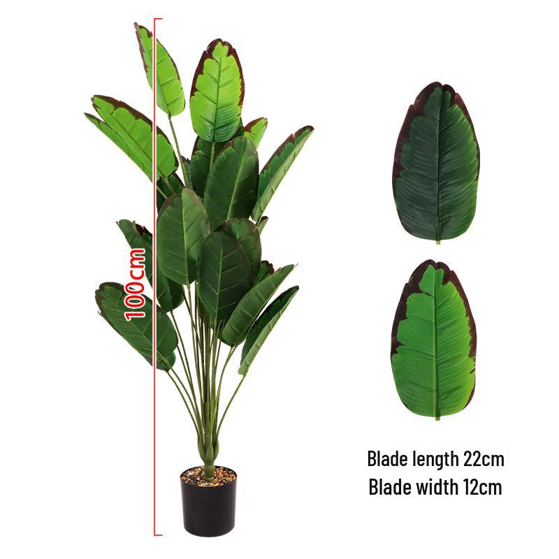 Simulation Traveler's Palm and Bird of Paradise Evergreen Large Potted Plant, 24 Heads, Indoor Floor Standing Bonsai