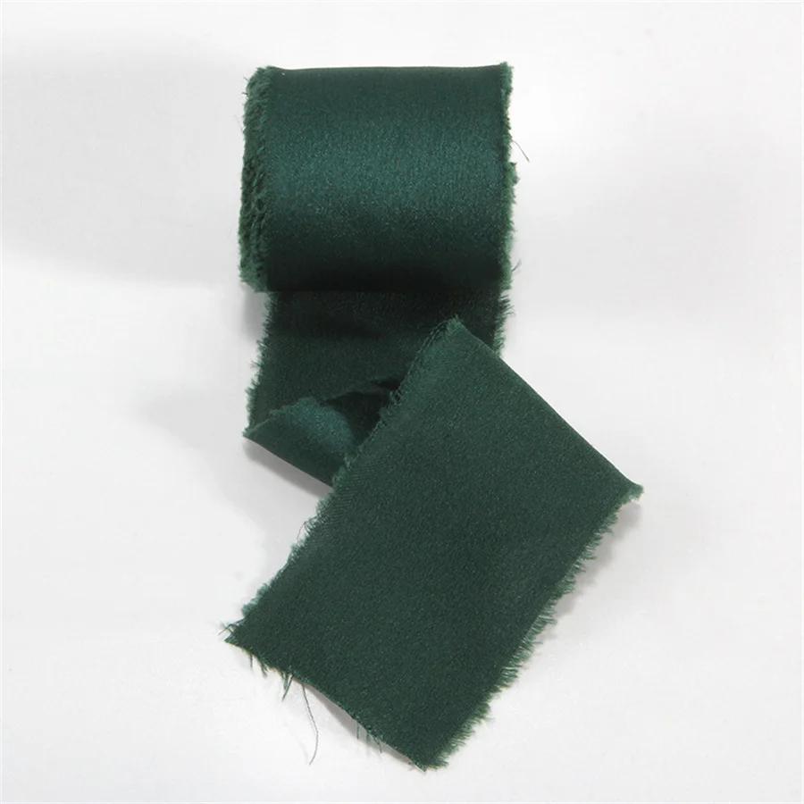 1 Roll 5 yards Frayed Edged Satin Handmade Smooth Soft Ribbon For Wedding Invitation Bouquets Birthday Party DIY Decoration Gift