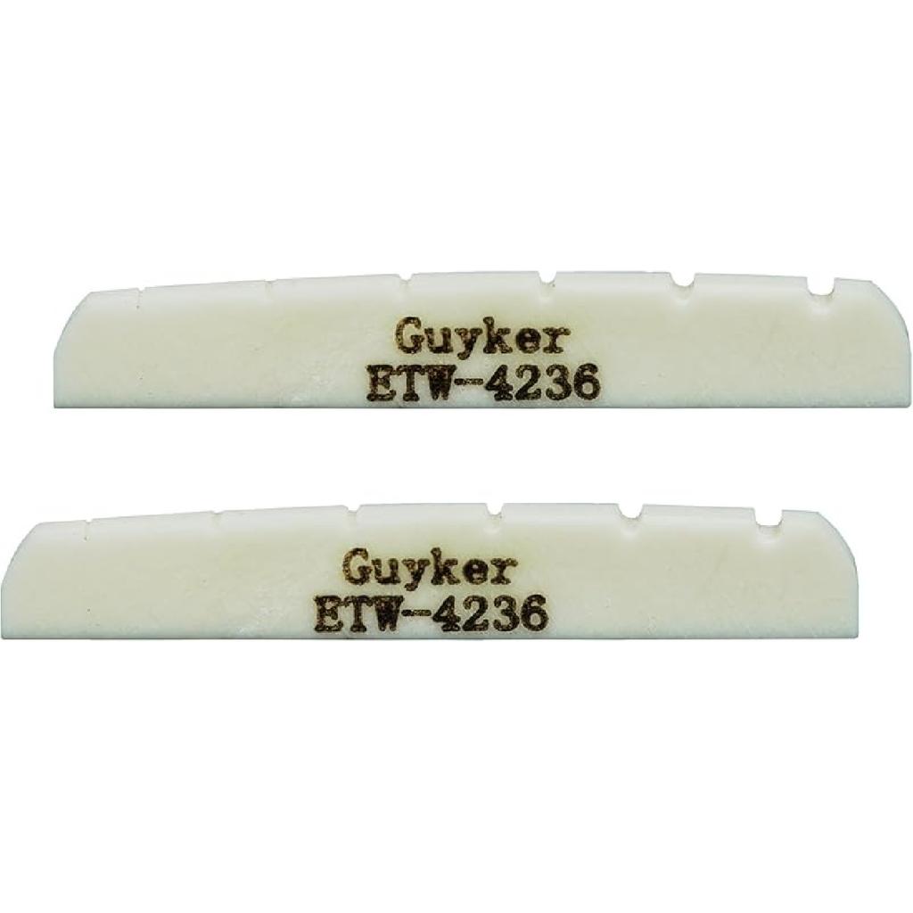 Guyker 42mm Guitar Bone Nut - White Pre-Slotted Bone Nuts for 6 String ST Strat Style Electric Guitar Replacement Parts Accessories 42mm*3.5mm*6mm (2