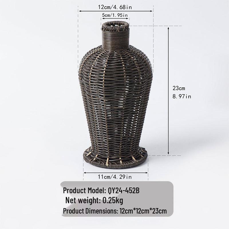 High-Grade Imitation Rattan Woven Vase for Dried Flowers - Elegant Living Room and Desktop Ornament