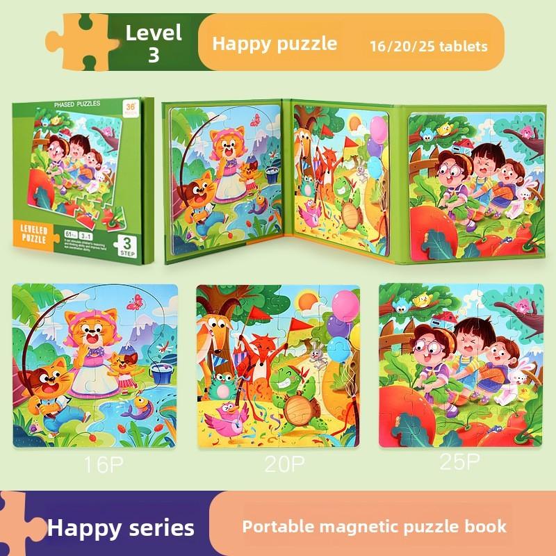 Kids Magnetic Foldable Puzzle Book With Animal Traffic Scenes For Learning Early