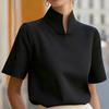 Spring/Summer Style Versatile Commuter Stand Collar Short Sleeve Shirt