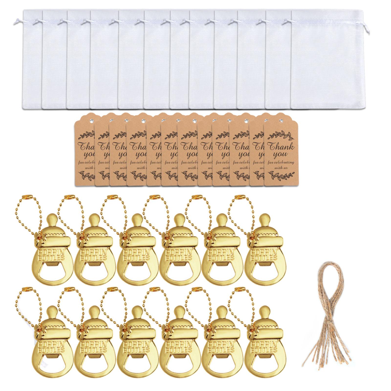 

12 Pieces Feeder Keychains Bottle Openers for Baby Shower Souvenirs with Thank You Label Handmade Gift for Guests 1