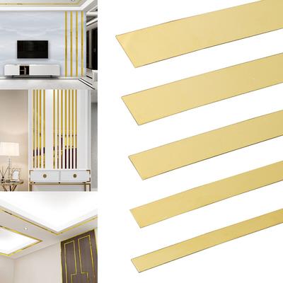 5M Mirror Wall Sticker Gold Decorative Lines Strip New Wall Ceiling Edge Strip  Living Room Decor