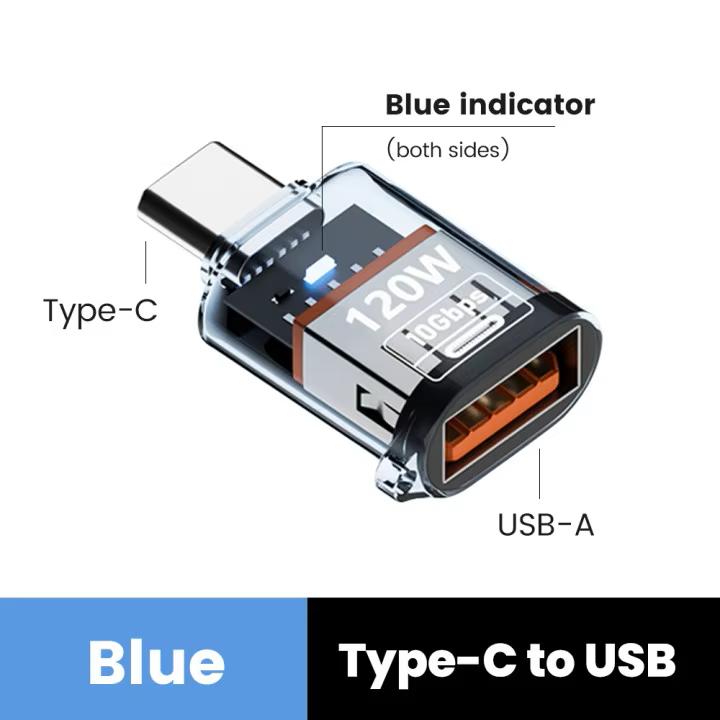 120W Type C to USB A OTG adapter, USB3.2 to Type C female adapter, suitable for iPhone 15, 16, Macbook, iPad, supports fast char