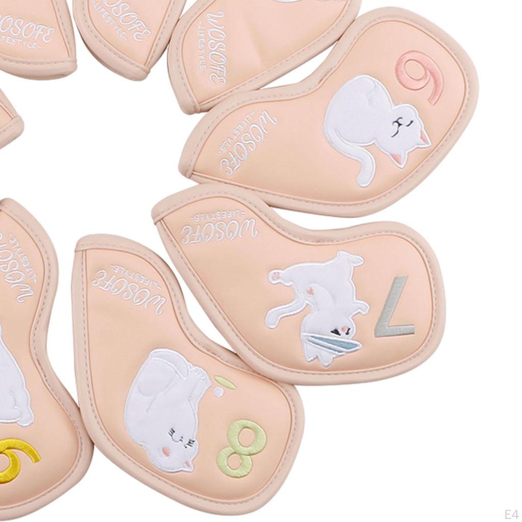 9 Pieces Golf Club Head Covers Iron Set Training Equipment Gift Protector for Most Irons