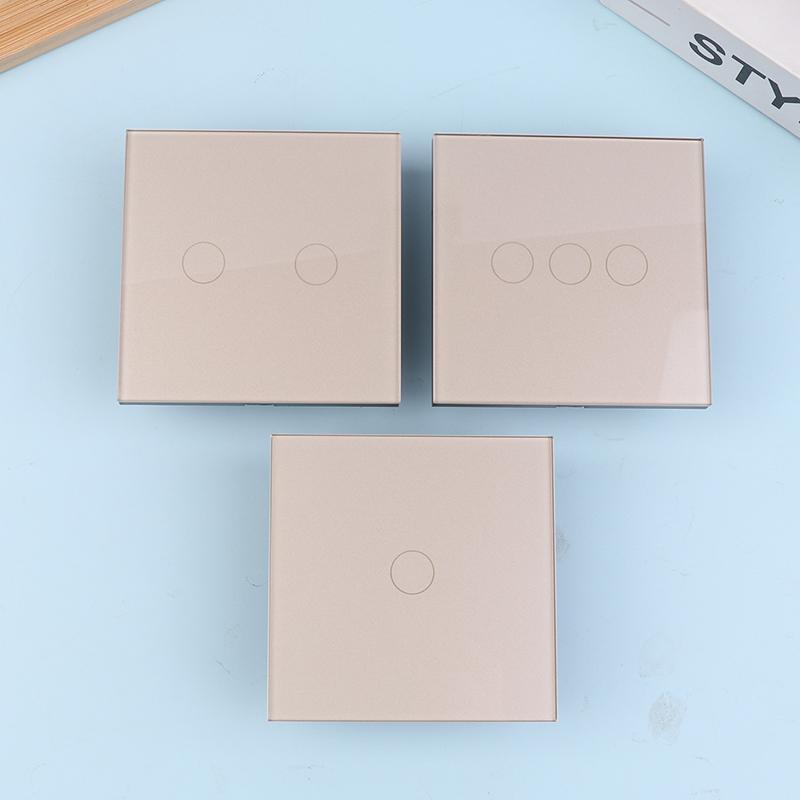 1/2/3fach Touchschalter 1-Weg Typ-C USB Wandsteckdosen Lichtschalter mit Steckdosen Glasplatte Gold