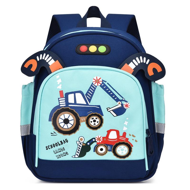 Adorable Cartoon Print Backpack For Young Children With Breathable Nylon Fabric темно-синий