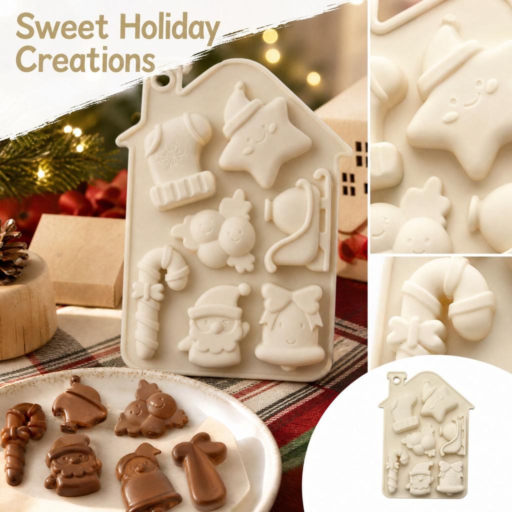 Christmas House Silicone for Baking, Chocolate Candy and Tray - Holiday Treats