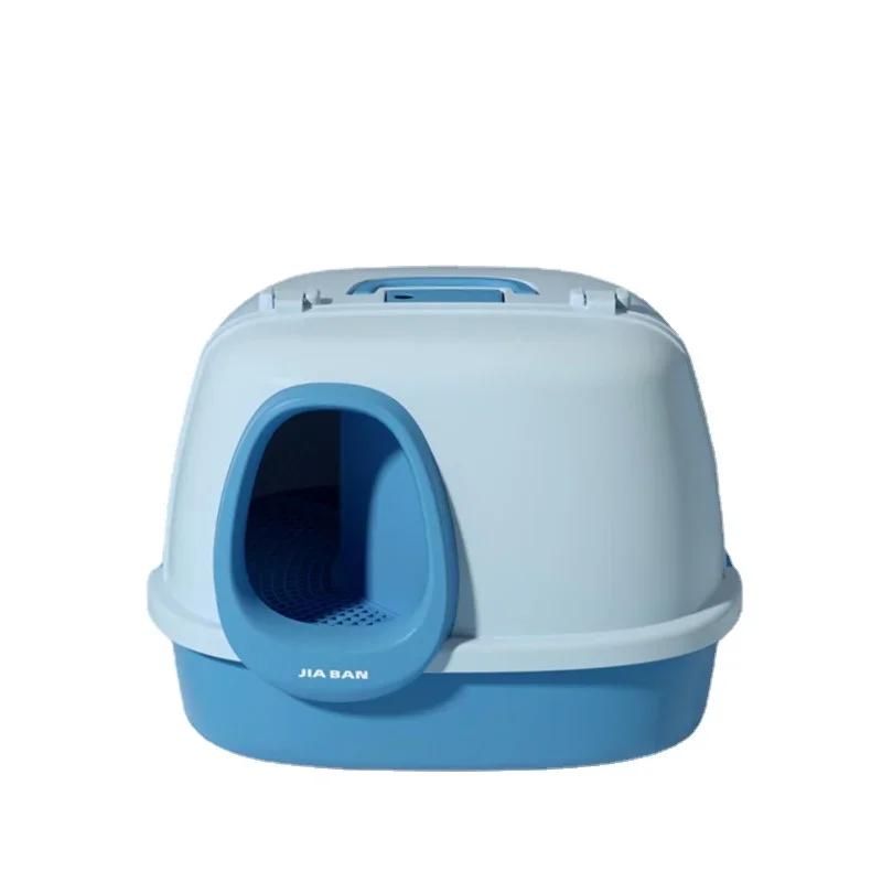Large Corridor Cat Litter Box Spacious Toilet Anti-Splash Tray Fully Enclosed with Lift Cover Odor-Removing Sand Pedal Design