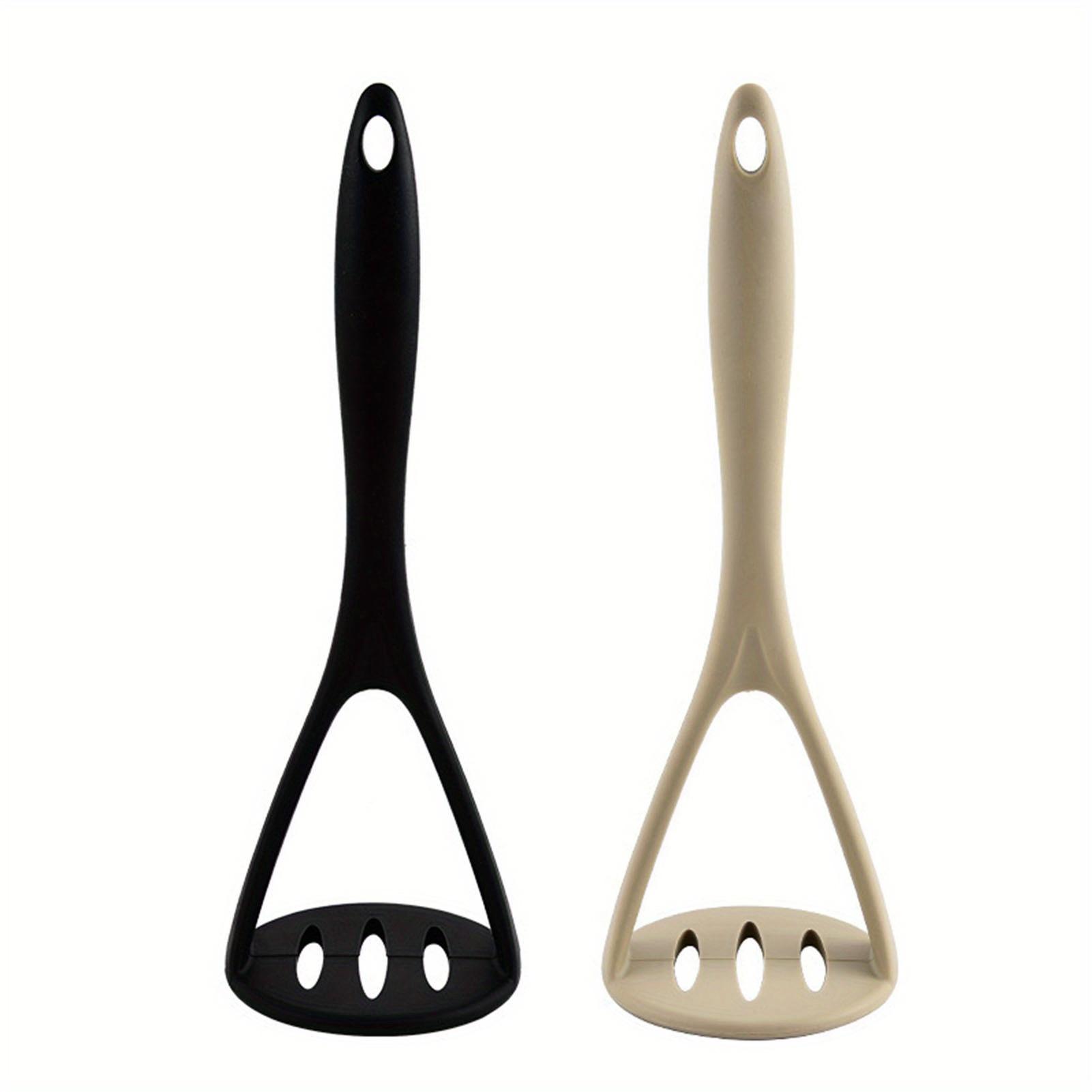 

[2pcs] Silicone Potato Masher Set, Integrated Mashing Tool in Khaki And Black. 2pcs