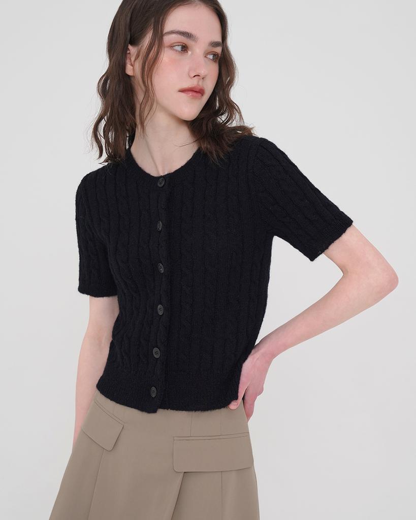 SISTERHOOD Cable Knit Cardigan - Black