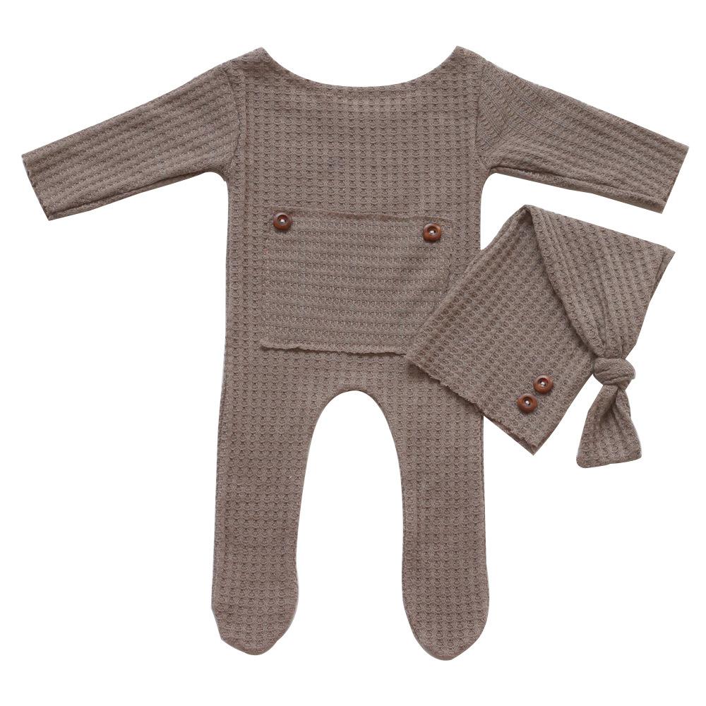 Newborn Photography Clothing Baby Soft Houndstooth Knitted Long Tail Hat Jumpsuit Set, Interesting and Beautiful