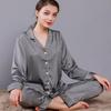 2024 Couple's Long Sleeve Pajama Set - Men's and Women's Imitation Silk for Spring and Autumn.