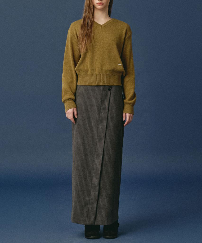 Rosiro Stripe Wrap Skirt Gray