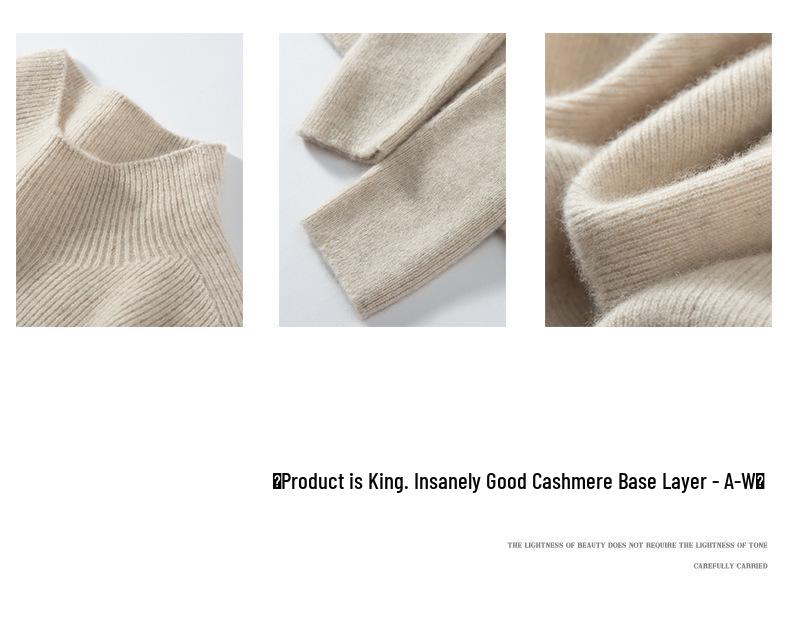 Women's Seamless Ribbed Cashmere Sweater – Slim Fit, High Neck, Figure-Flattering, Lightweight Knit Base Layer