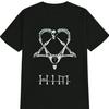 """HIM"" Text Totenkopf & Wirbelsäule Herz Design T-Shirt 100% Baumwolle Rundhals Kurzarm Sommer Freizeit Herren"