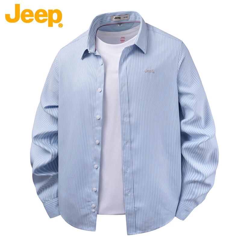 

JEEP Unisex Distressed Striped Long Sleeve Shirt S