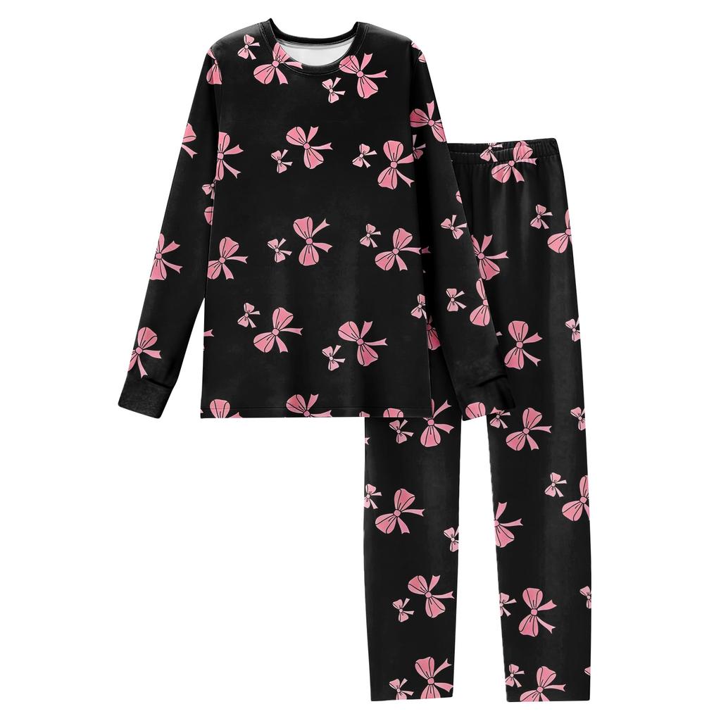 Women's Butterfly Print Long,Sleeved Pajama Set