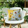 2D Effect Daisy Ladybug Pillow Cover Yellow Floral Print Soft Cozy For Sofa Bed Living Room Spring Garden Decor Gifts