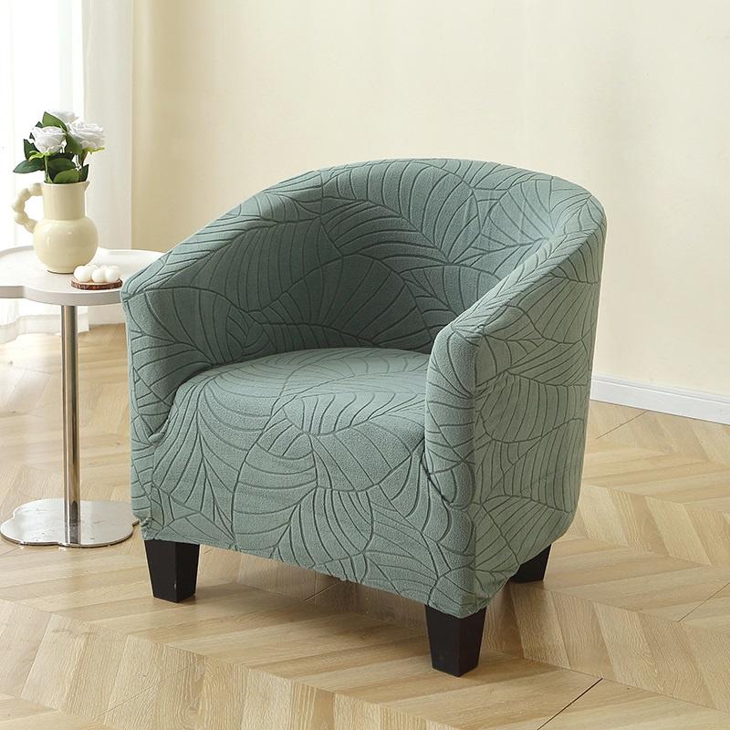 Leaves Jacquard Tub Chair Cover Elastic Club Sofa Slipcovers Armchair Case Single Sofa Cover for Living Room Bar Counter Banquet