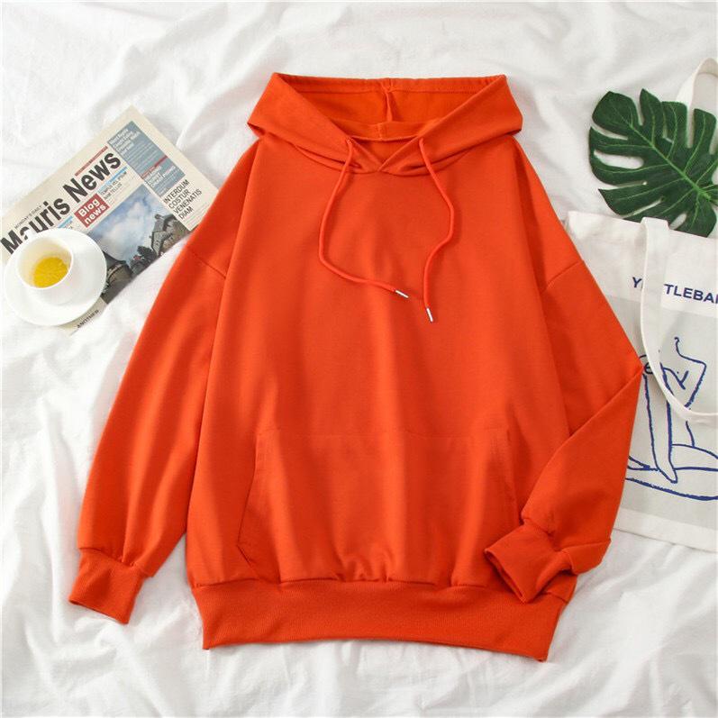 2023 Autumn/Winter Solid Color Plus Velvet Loose Pullover Hoodie