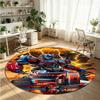 Transformers Printed Round Crystal Velvet Rug Soft Non Slip Floor Carpet For Bedroom Holiday Gift