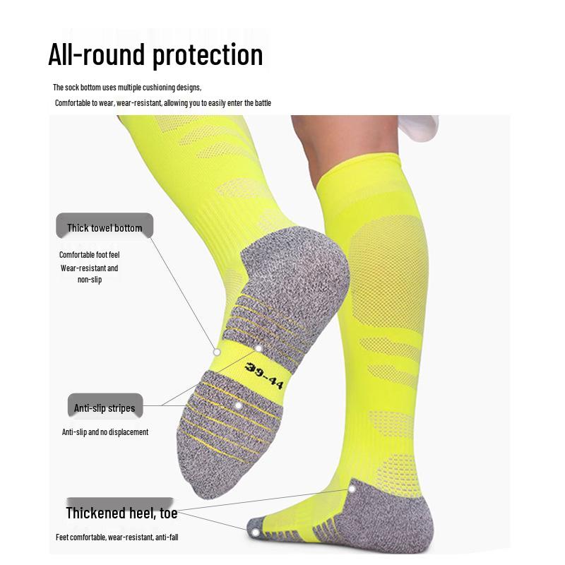 Cross-Border Mid-Calf Non-Slip Football Training Socks for Adults and Children, Thickened Towel Bottom.