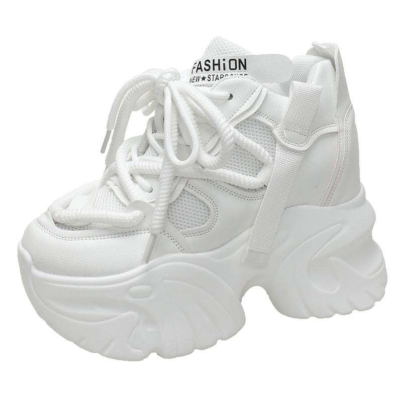 

Fashion platform dad shoes women s popular spring new Korean version muffin shoes casual sports high heels women s shoes 34 белый