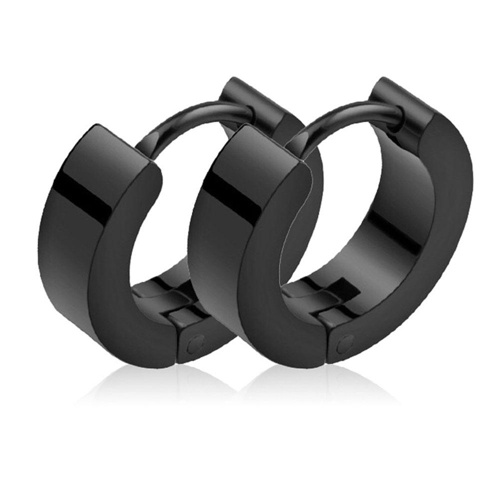 1 Pair Punk Stainless Steel Stud Earrings Black Earrings Set For Men Women Vintage Hip Hop Piercing Ear Fashionable and Minimalist Jewelry