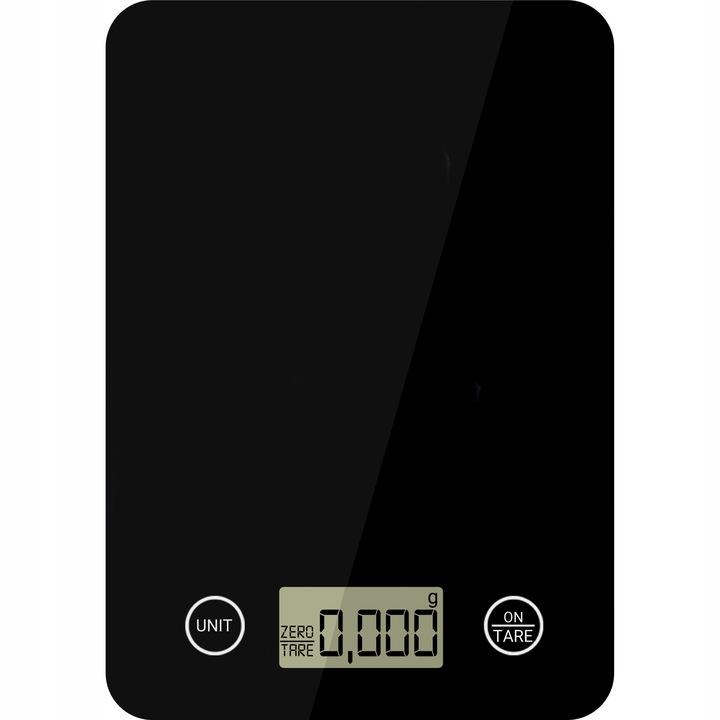 Waga Kuchenna Elektroniczna Lcd Do 5Kg Od 1G Szklana Czarna Domowa Płaska
