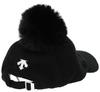 Descente Golf Knit Cap with and Black Women's Pon-Pon Design, Moisture-Wicking, Quick-Drying, Antibacterial, Odor-Resistant, (DGCWJC04, BK00)