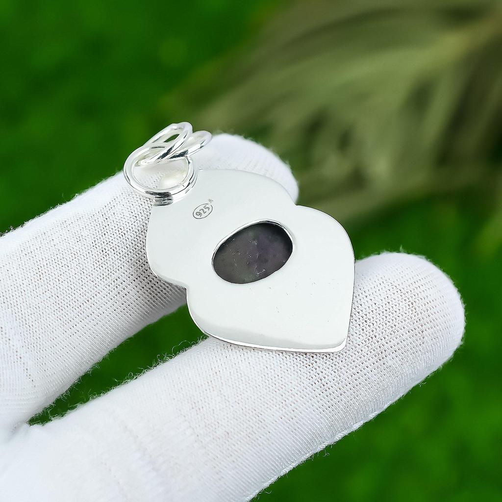 Anniversary Gift For Her Natural Rubi Zoisite Gemstone Pendant 925 Silver