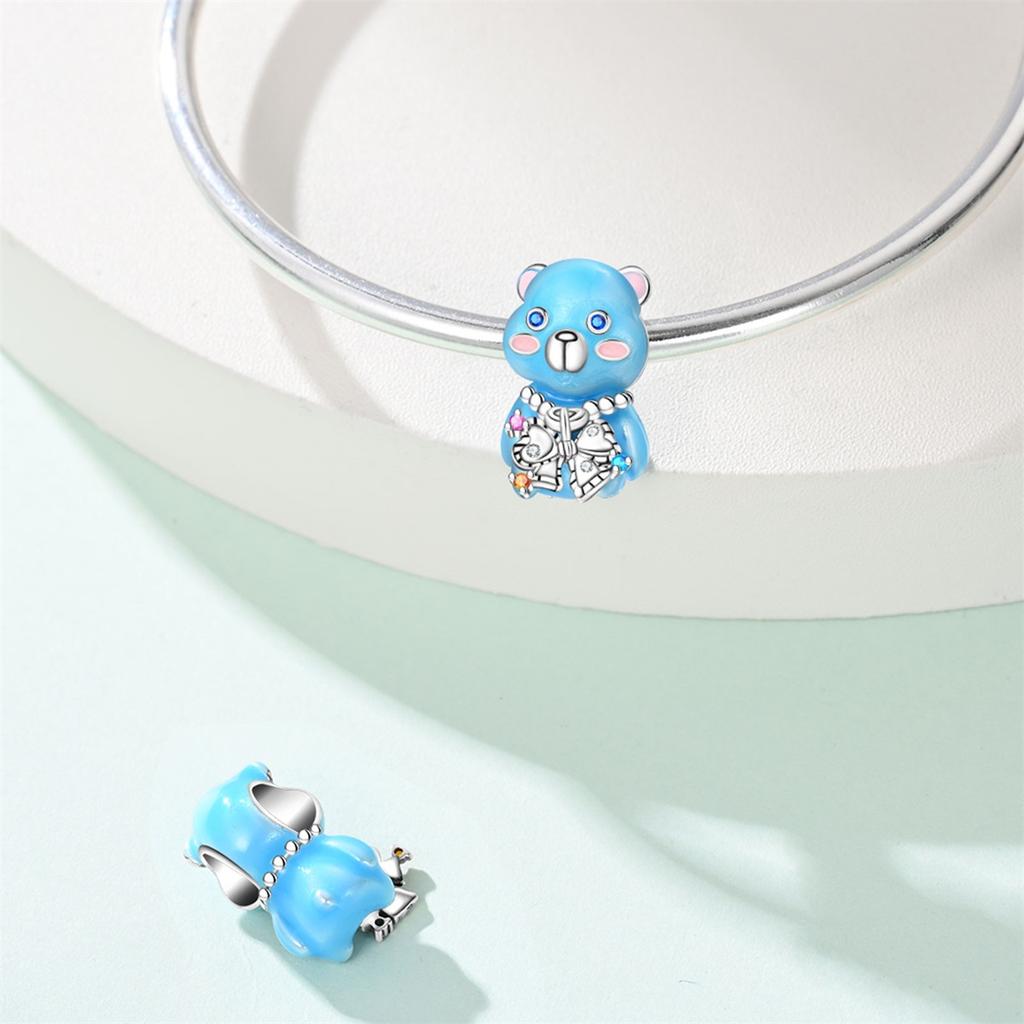 Copper Metal Charm Bead Components Authentic Original Sweet Cool Bear Bead Components Compatible With Bracelet High Quality Fine Jewelry High Quality