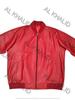 AL KHALID Men's Genuine Lambskin Leather Red Bomber Jacket Baseball Varsity Style Jacket